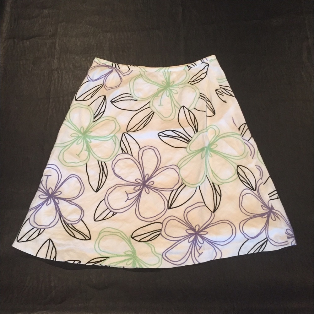 VINTAGE Y2K AnnTaylor LOFT Embroidered Linen Halter Size 2 & A-Line Skirt Size 0 - Picture 4 of 5